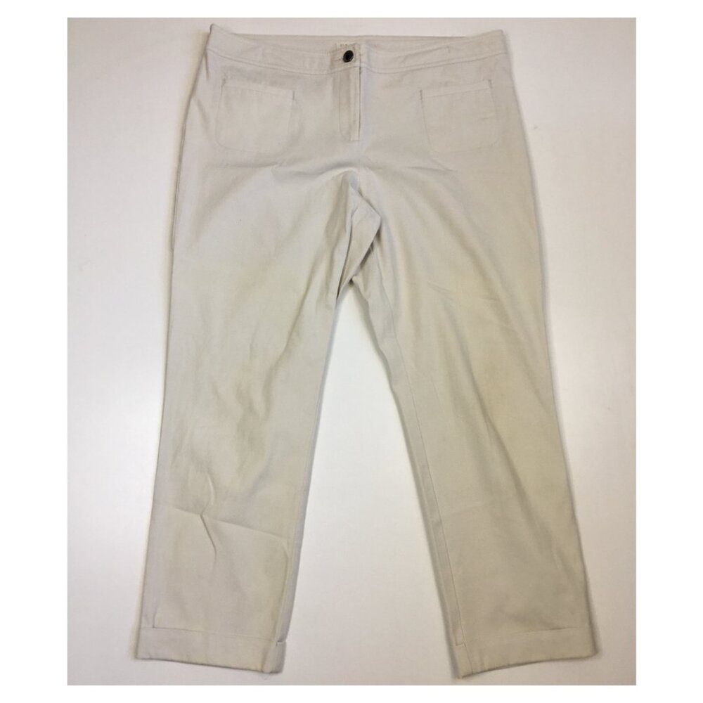EILEEN FISHER Light Beige/Dark Cream Cuff Hem Crop Jeans Pant
